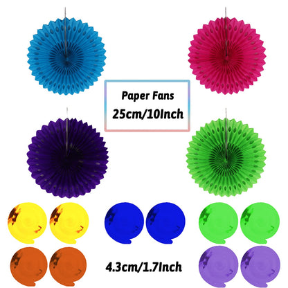 Recosis Fiesta Party Decorations, Multicoloured Paper Fans Pompoms Paper Balloon Garlands Hanging Swirls Decorations for Fiesta Gifts Mexican Cinco De Mayo Taco Birthday Party Supplies