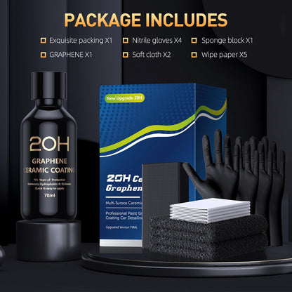 20H Advanced Graphene Ceramic Coating for Cars (70ml) - Car Detailing Kit, 10+ Years of Long Lasting Protection, Apply After Car Wash & Paint Correction, Ultra High Gloss