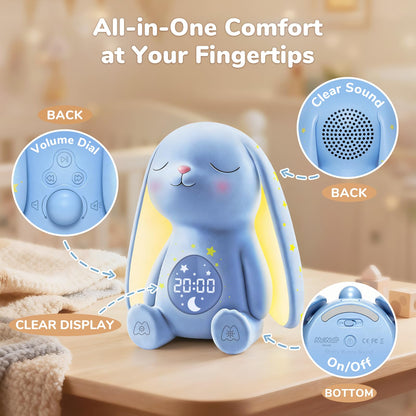 Mom's Choice Awards丨Bunny White Noise Sound Machine Baby for Sleep- AI Cry Detection, 100 Soothing Sounds, 5-Year APP Access Included, Easter Gifts for Baby, Night Light & Sleep Trainer, New Mom Gift