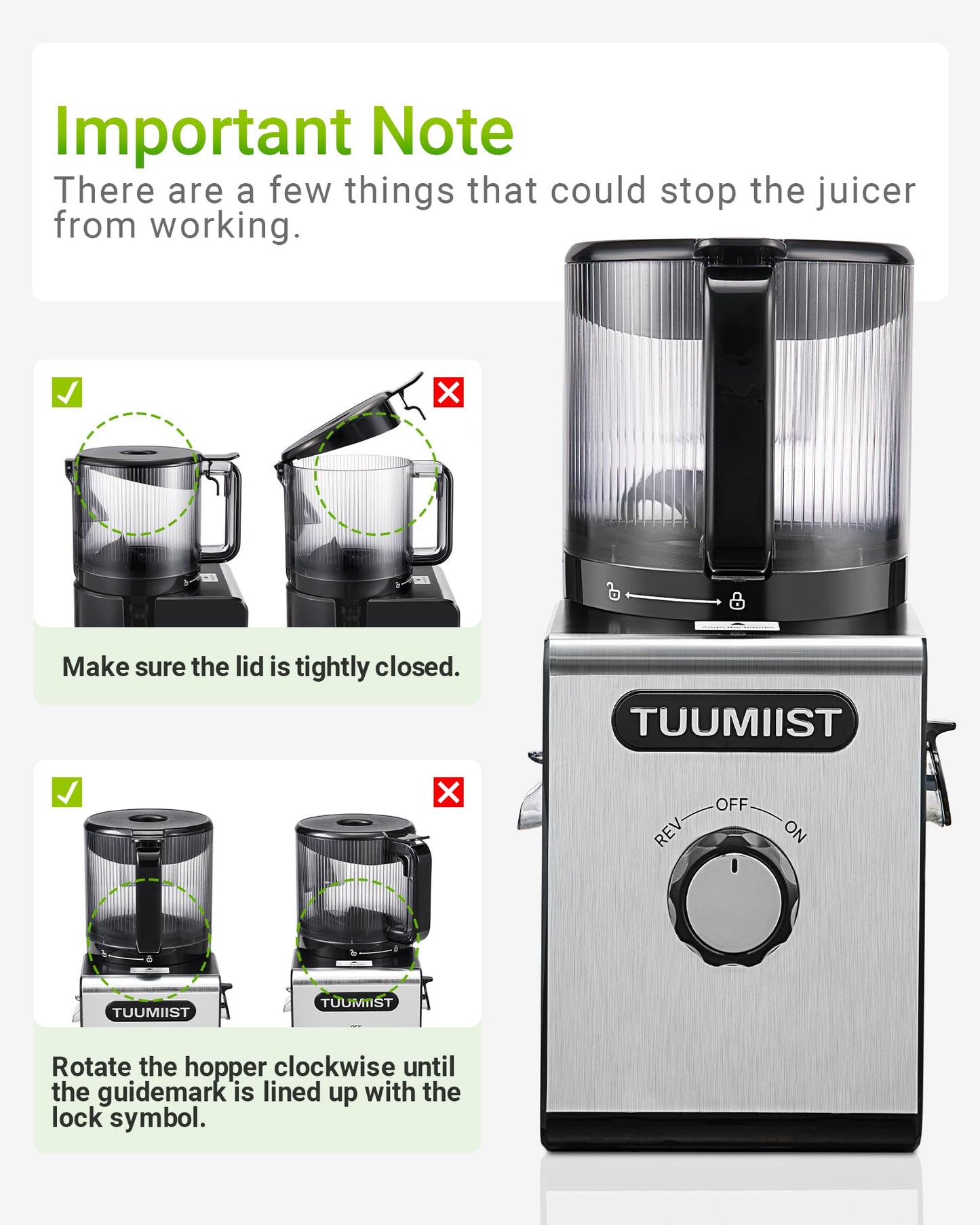 Cold Press Juicer Machines – 6.5'' Large Feed Chute for Whole Fruits & Vegetables, High Juice Yield, Easy To Clean