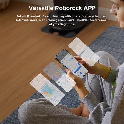 roborock Qrevo Series Robot Vacuum and Mop, 8000Pa Suction, Upgraded from Qrevo S, Anti-Tangle Brushes, Smart Obstacle Avoidance, Auto Mop Washing, All-in-One Dock, 200RPM Spinning Mops, Black(QV 35A)