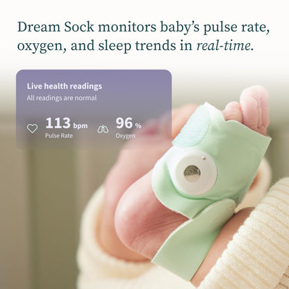 Owlet Dream Sock - FDA-Cleared Smart Baby Monitor - Track Live Pulse (Heart) Rate, Oxygen in Infants - Receive Notifications - Bedtime Blue