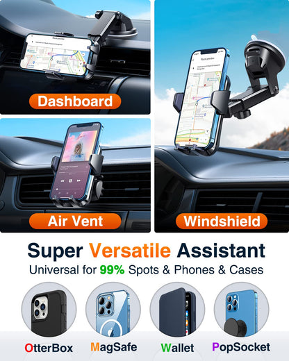 VANMASS 【65+LBS Strongest Suction & Military-Grade 2024 Ultimate Car Phone Mount【Patent & Safety Certs】 Cell Phone Holder Truck Stand for Dashboard Windshield Vent for iPhone 16 15 Pro Max 14 Samsung