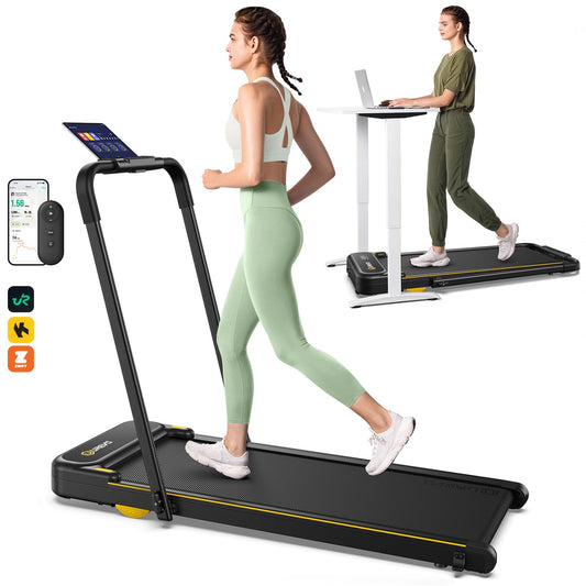 UREVO Walking Pad, Under Desk Treadmill for Home/Office, 2 in 1 Folding Treadmill with Remote Control, APP and LED Display