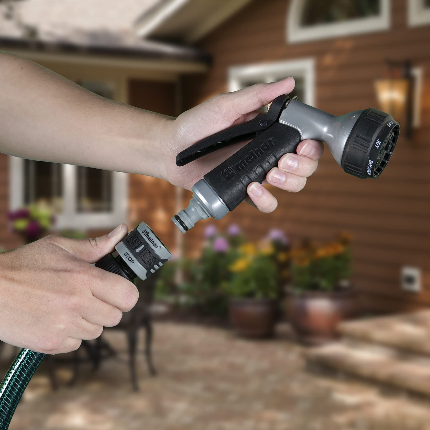 Melnor 65175AMZ 6 Piece Quick Connect Starter Set Connector Bundle, Product Adapter, Product End Connector, Black, Grey