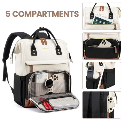LOVEVOOK Laptop Backpack for Women, 15.6 Inch Work Business Backpacks Purse with USB Port, Large Capacity Nurse Bag College Bookbag for School, Waterproof Casual Daypack for Travel