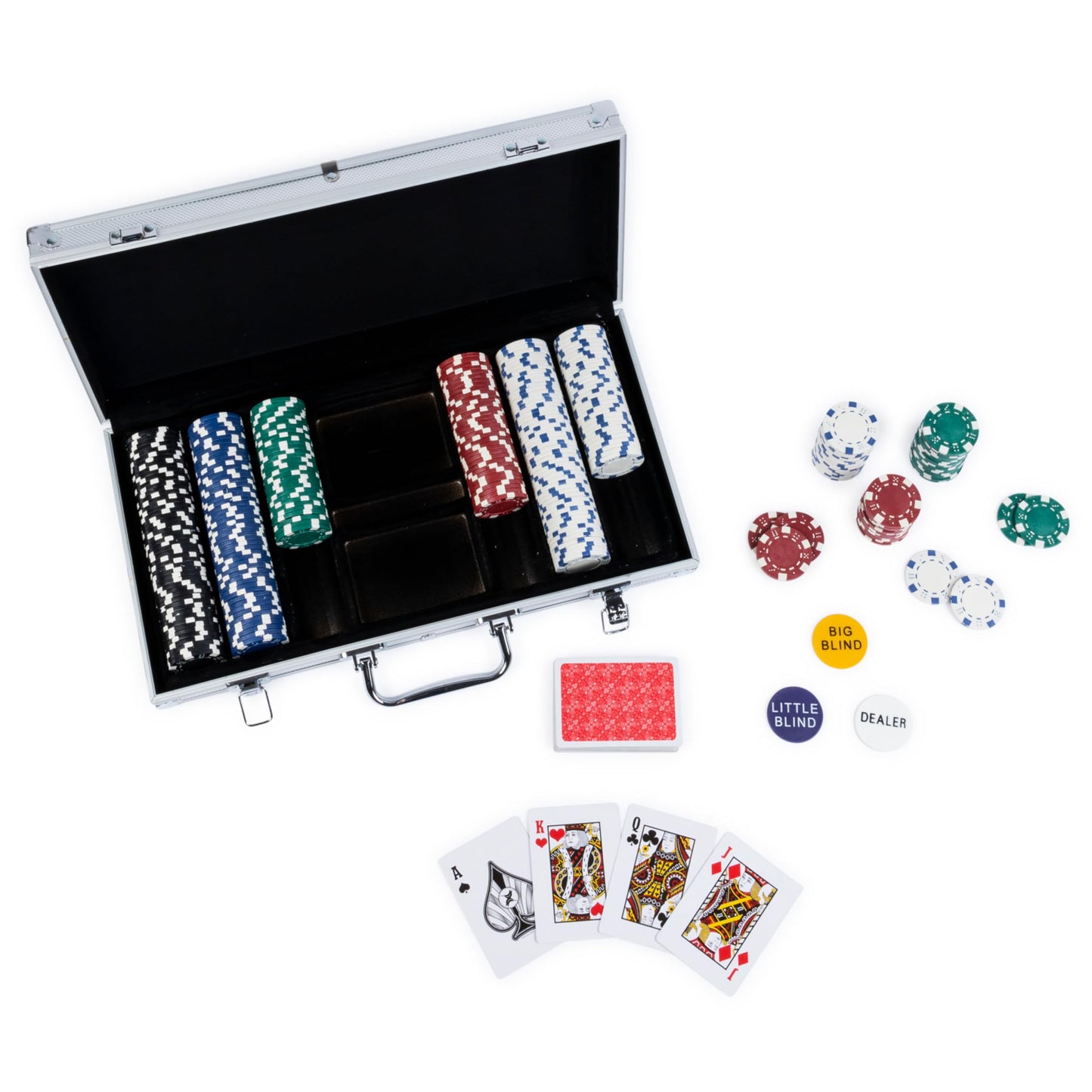 Cardinal Classics, 300-Piece Poker Set with Aluminum Carrying Case & Professional Weight Chips Plus 5 Poker Dice, Casino Game for Adults and Kids Ages 8 and up