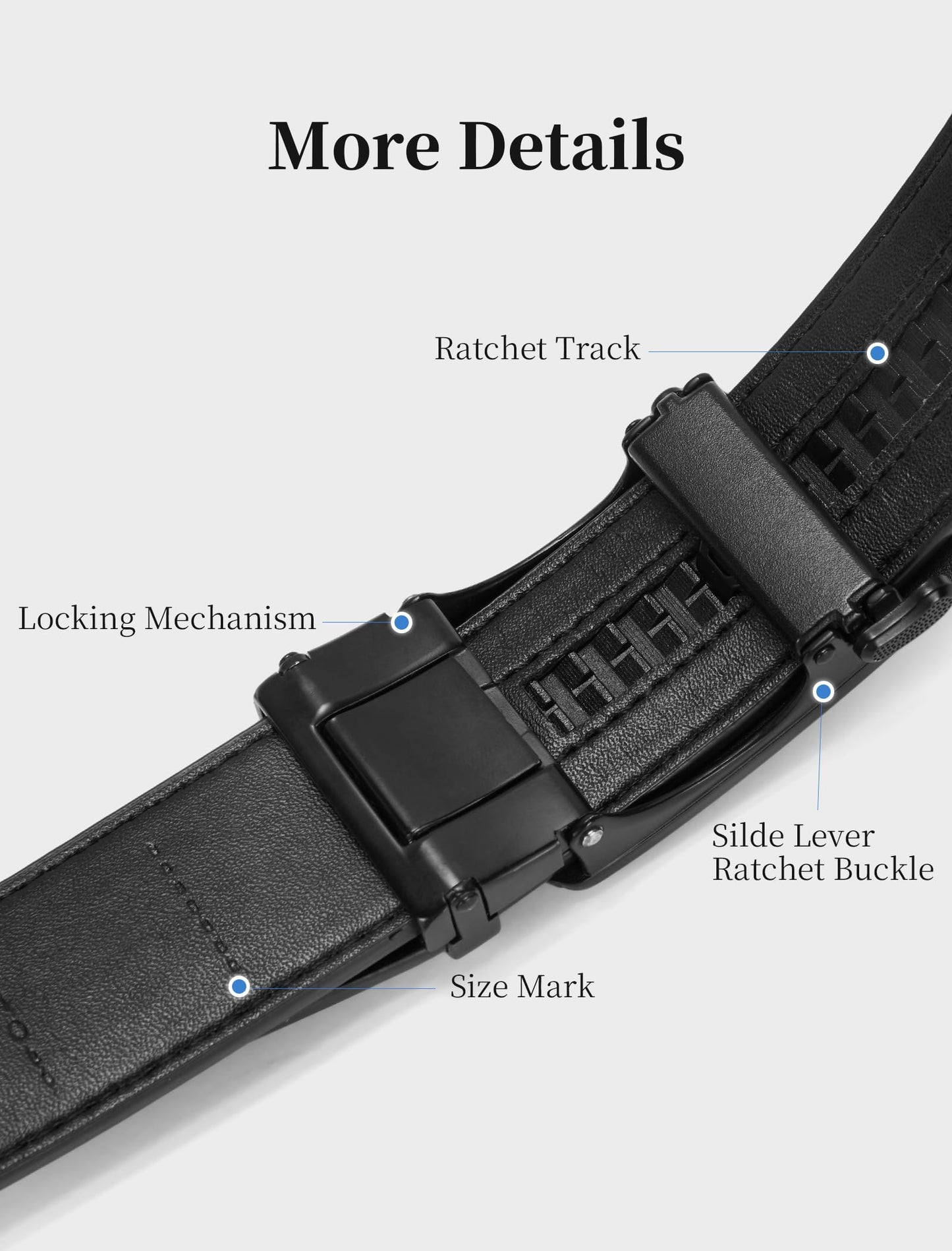 SKiporty Mens Belt,Ratchet Belts for Men Leather 1 3/8'' Adjustable for Dress Jeans A-Black 36" to 42" Waist Adjustable