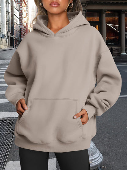 Trendy Queen Womens Oversized Hoodies Fleece Sweatshirts Long Sleeve Sweaters Pullover Fall Outfits Winter Clothes Coffee Grey M