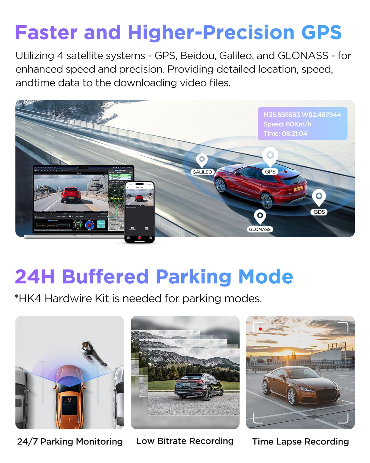 VIOFO A229 Pro 4K HDR Dash Cam, Dual STARVIS 2 IMX678 IMX675, 4K+2K Front and Rear Car Camera, 2 Channel with HDR, Voice Control, 5GHz WiFi GPS, Night Vision 2.0, 24H Parking Mode, Support 512GB Max