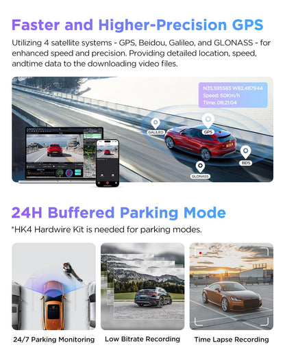VIOFO A229 Pro 4K HDR Dash Cam, Dual STARVIS 2 IMX678 IMX675, 4K+2K Front and Rear Car Camera, 2 Channel with HDR, Voice Control, 5GHz WiFi GPS, Night Vision 2.0, 24H Parking Mode, Support 512GB Max