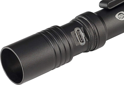 Streamlight 66320 MacroStream USB 500-Lumen Rechargeable Compact Flashlight with Wrist Lanyard, Hat Clip and USB Cord, Black