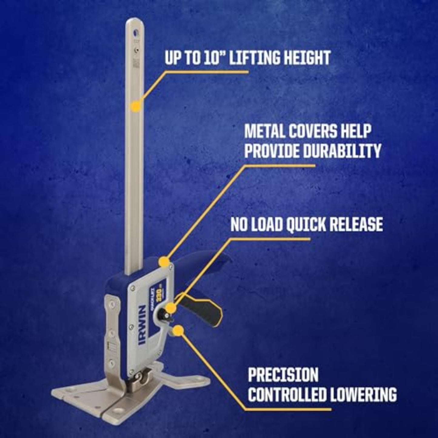 IRWIN Quick-Lift Construction Jack, Hand Lifting Jack Tool, Multifunctional, Lift up to 10" and Lift Capacity 330 lbs (IRHT83100)