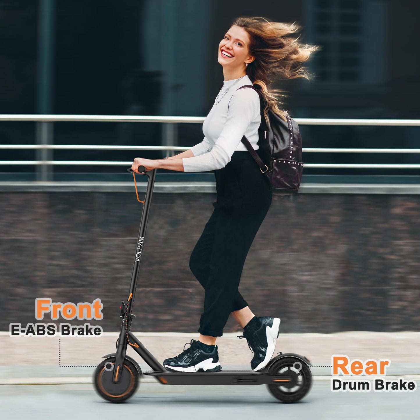VOLPAM Electric Scooter, Powerful 350W/500W Motor, Max 12/19/28Miles Long Range, Top Speed 16/19/21 MPH, 8.5" /10'' Solid Tires, E Scooter for Adults and Teens (8.5-12Miles-350W)