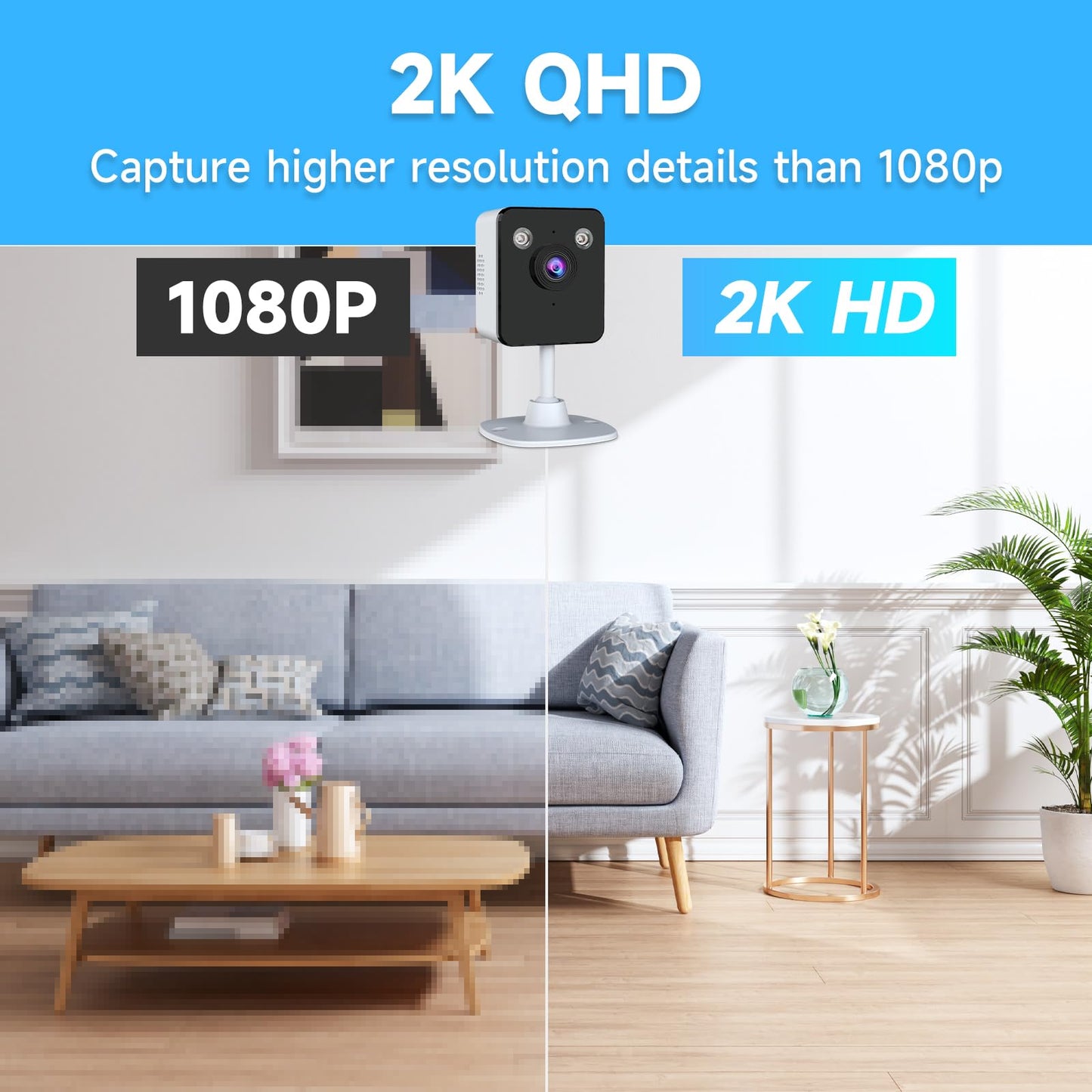 JAIOTlink 2K Cameras for Home Security Indoor, 2.4 & 5Ghz WiFi Baby & Pet Monitor with App, Night Vision, Motion Detection, Two-Way Audio, Smartphone Control Inside Cameras for House