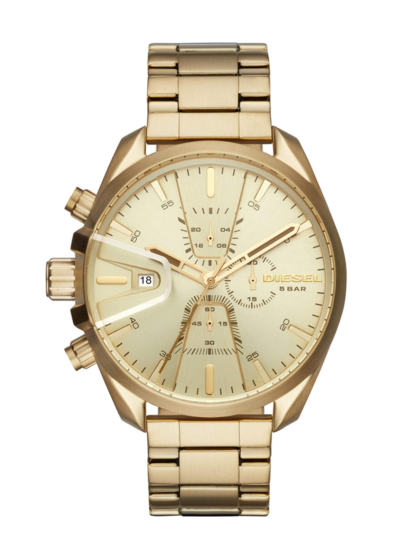 Diesel MS9 Stainless Steel Chronograph Men's Watch, Color: Gold (Model: DZ4475)
