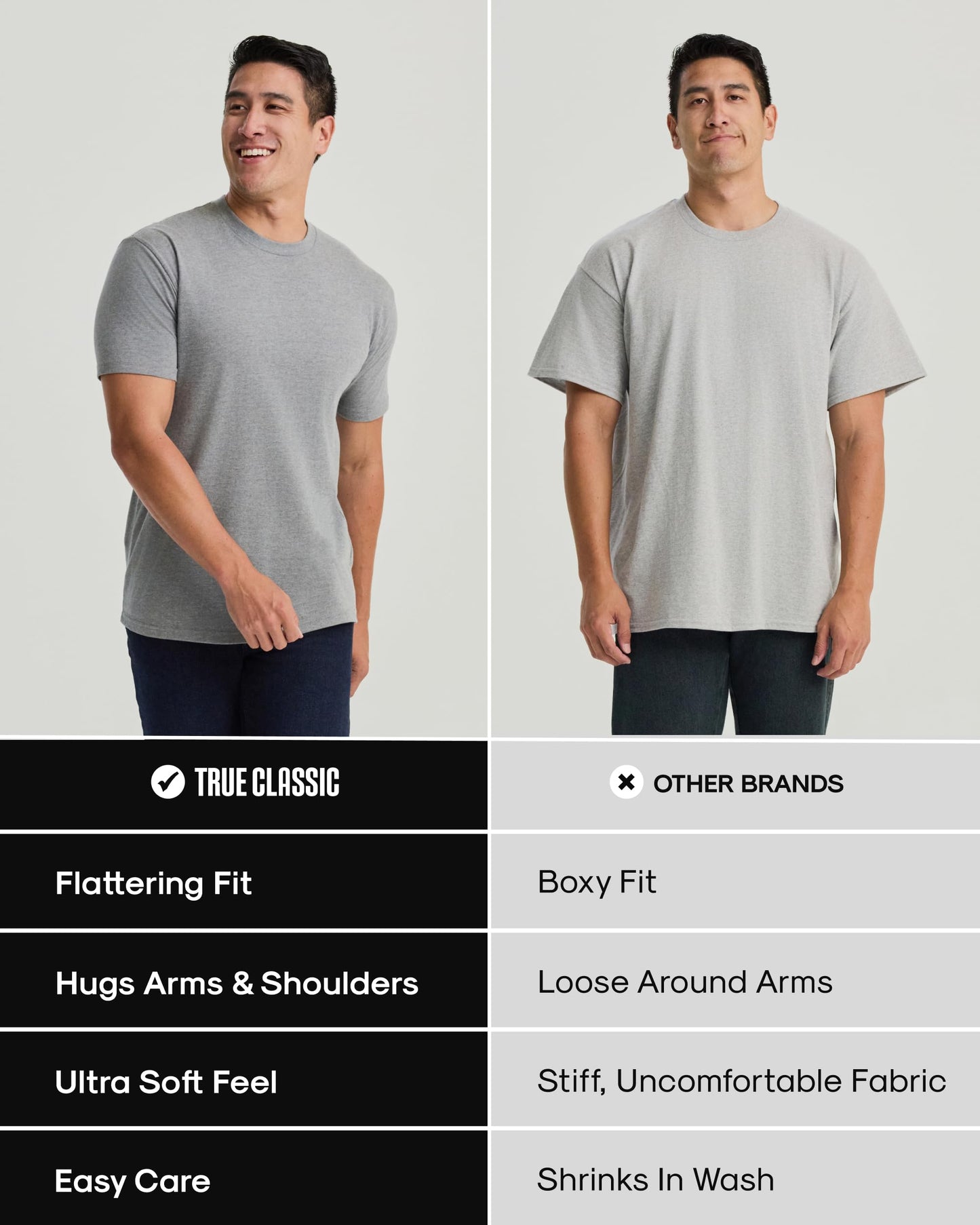 True Classic Mens T-Shirts – Short Sleeve Crew Neck T Shirts for Man, Cotton Blend Plain Novelty Men's T-Shirts, Pack of 3, Variety, M