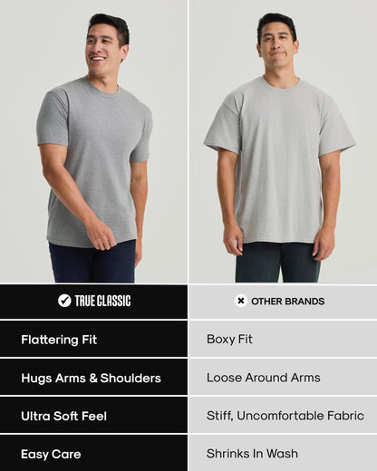 True Classic Mens T-Shirts – Short Sleeve Crew Neck T Shirts for Man, Cotton Blend Plain Novelty Men's T-Shirts, Pack of 3, Variety, M