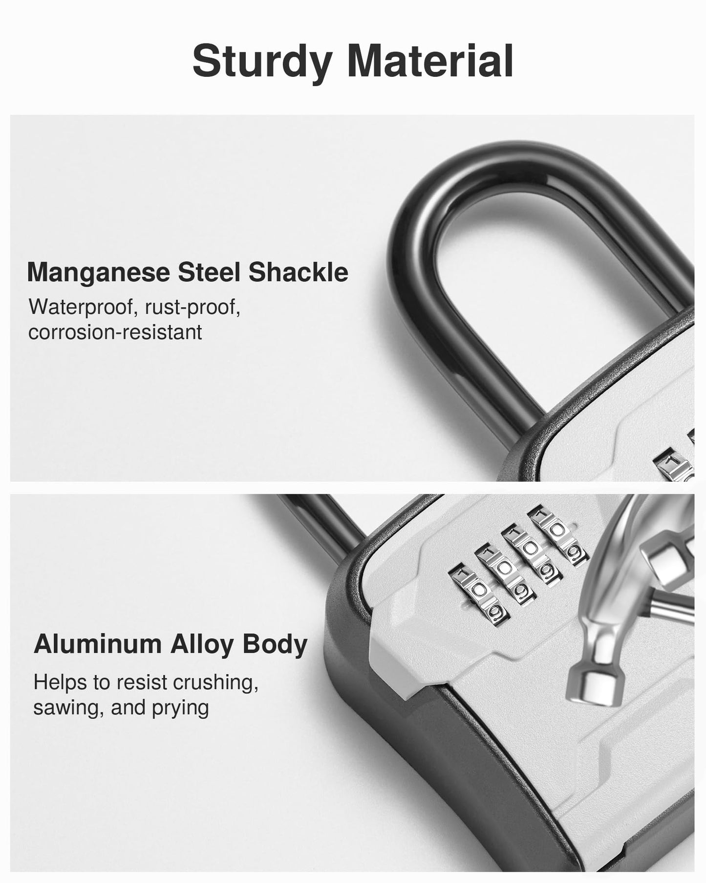 Puroma Lock Box, Key Lock Box Wall Mount & Portable Combination Lockbox with Resettable Code, Security Lockbox for Outside House Keys, Apartment Realtors Spare Keys Storage (1 Pack, Gray)