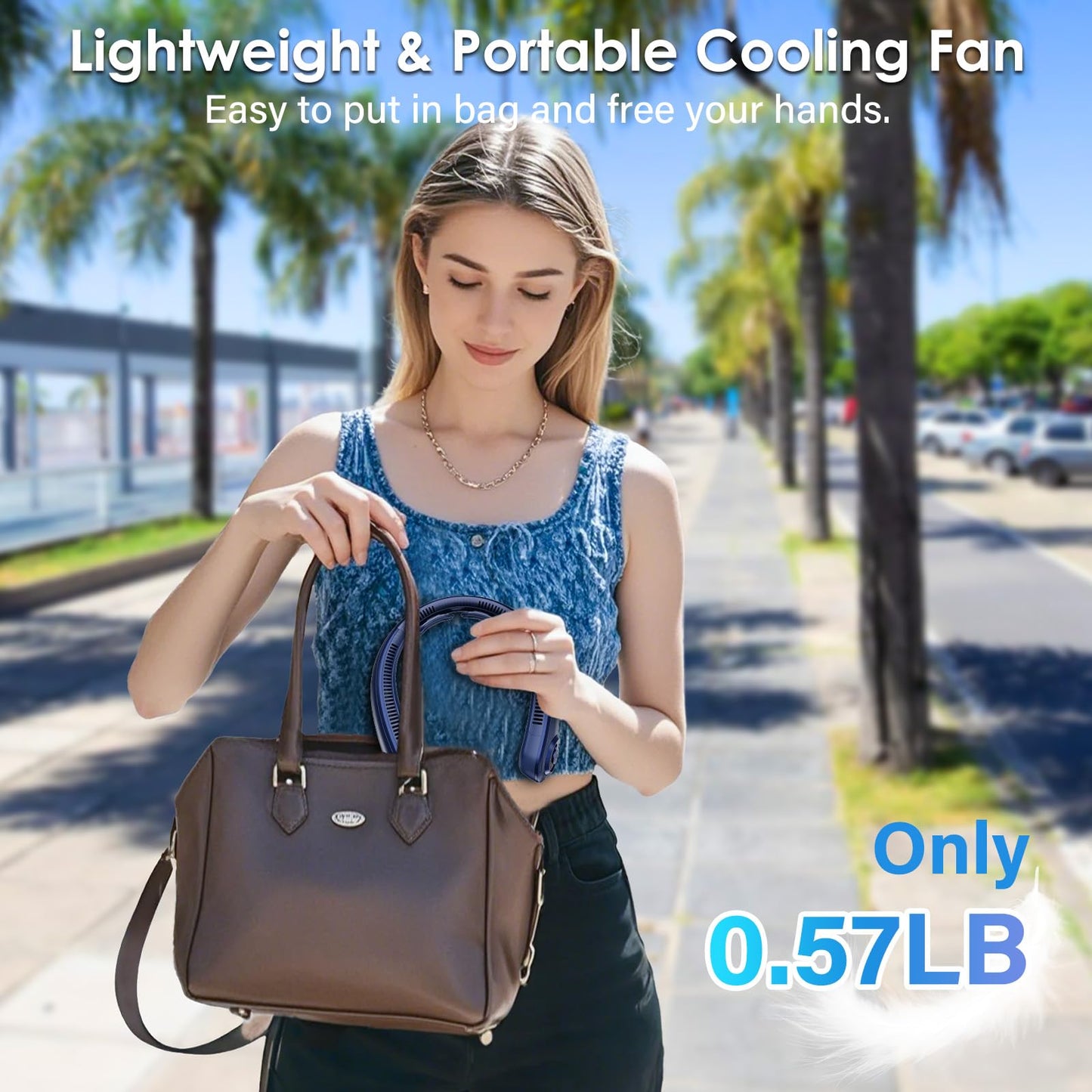 Neck Fans that Blow Cold Air - Portable Rechargeable Personal Cooling Wearable Neck Fan With 5 Speeds, Neck Support, USB Bladeless Lightweight Fan for Hot Flashes, Disneyland, Travel, Women, Men
