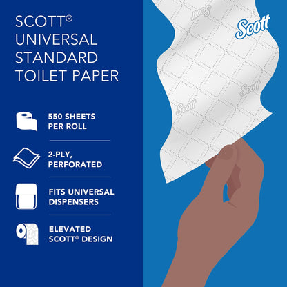 Scott Professional Standard Roll Bulk Toilet Paper (04460), 2-Ply, Elevated Design, White, Individually Wrapped (80 Rolls of 550 Sheets, 44,000 Sheet Total)