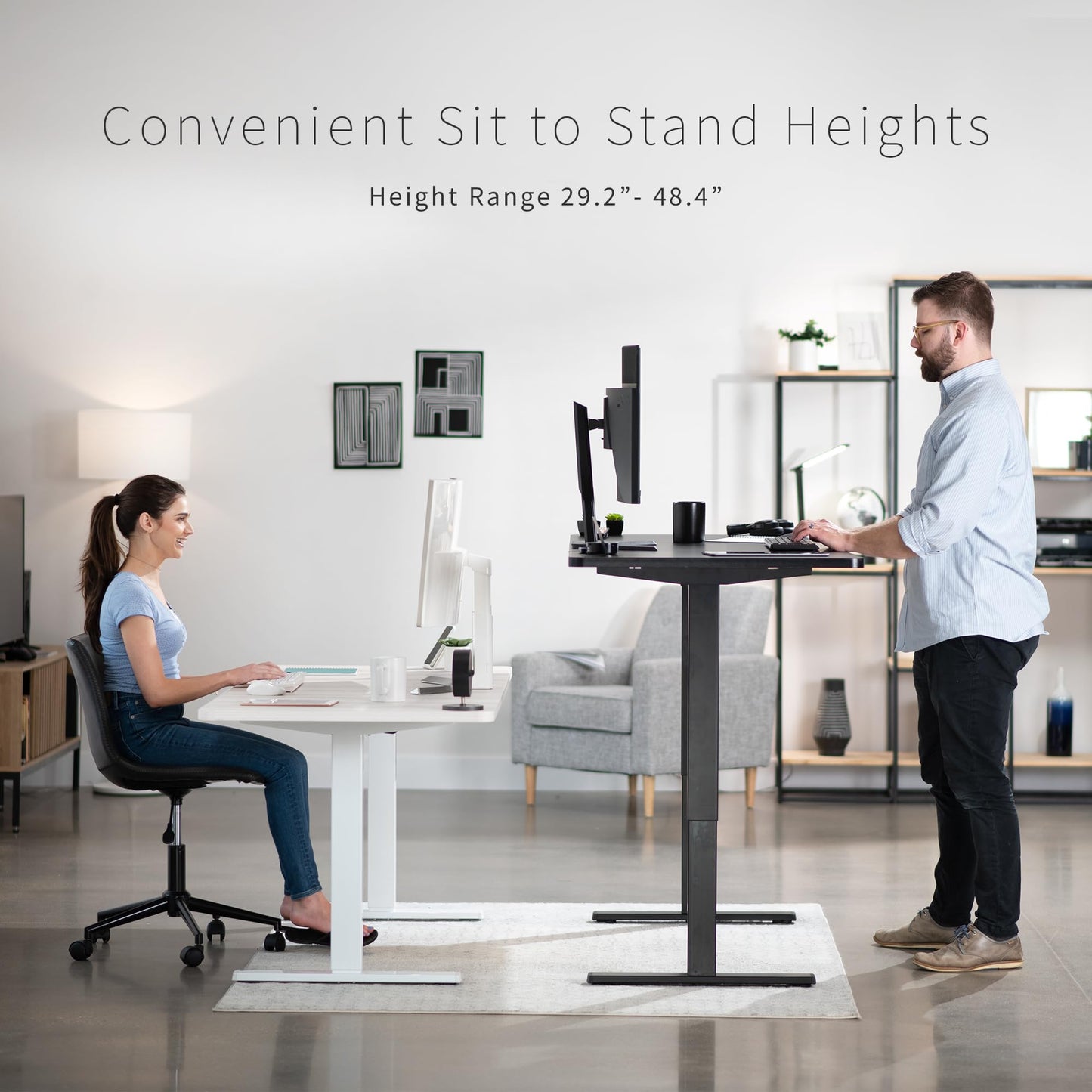 VIVO Electric 60 x 30 inch Standing Desk Workstation, Memory Controller Height Adjustment, 1B Series, Black Top Black Frame, DESK-KIT-1B6B-30