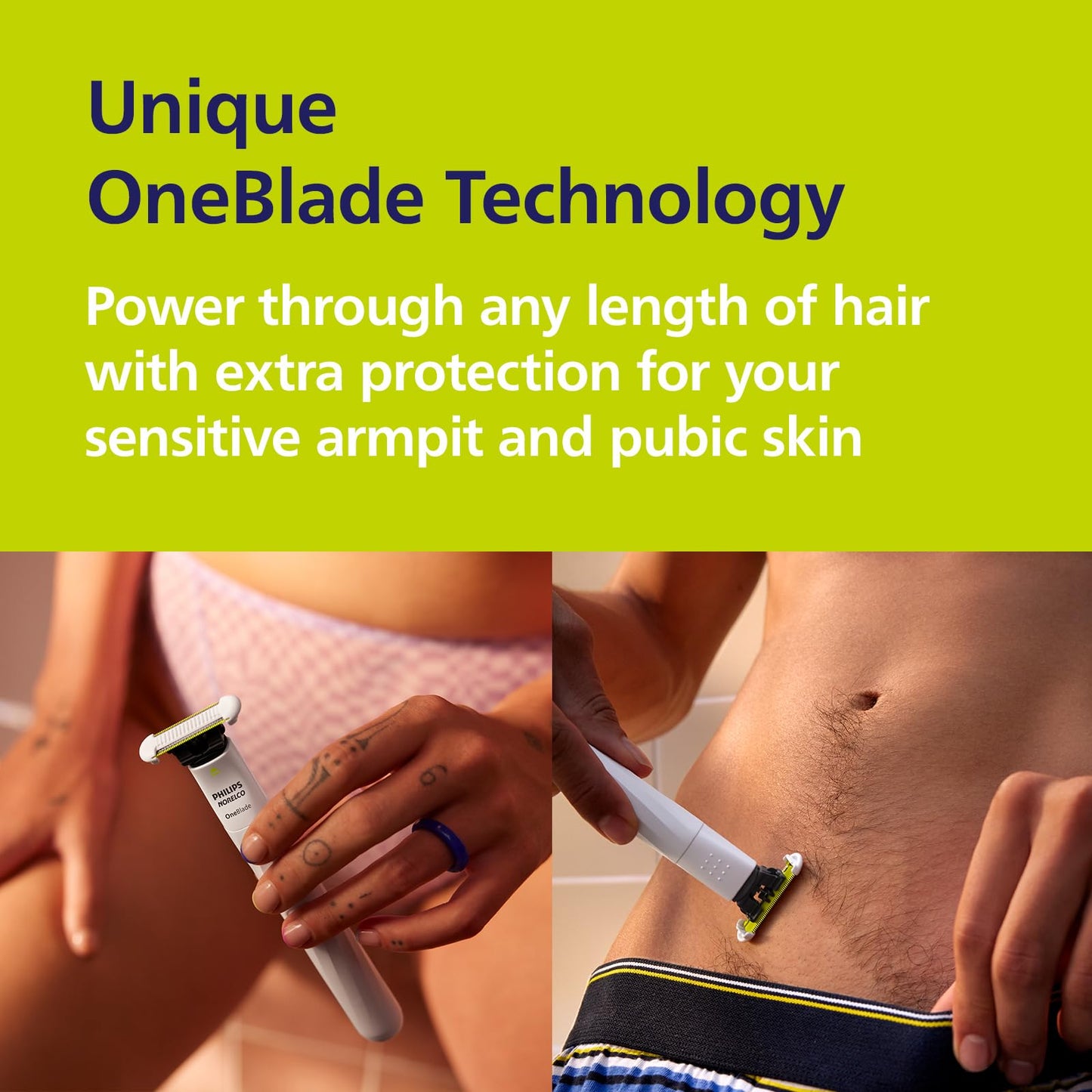 Philips Norelco OneBlade Intimate, Designed for Pubic Grooming, Trim & Shave with Extra Skin Protection, Waterproof, Model QP1924/70