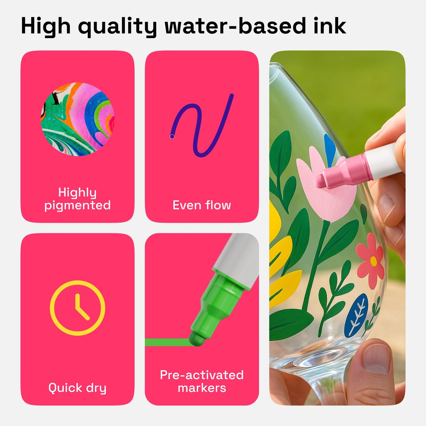 ARTISTRO Vibrant Acrylic Paint Markers for Rock, Fabric, Glass, Wood, Paper, Ceramic, Canvas & More - 24 Dual-Tip Paint Pens (Dot & Fine) - Quick Dry, Teacher Classrooms Must Have, Drawing Markers