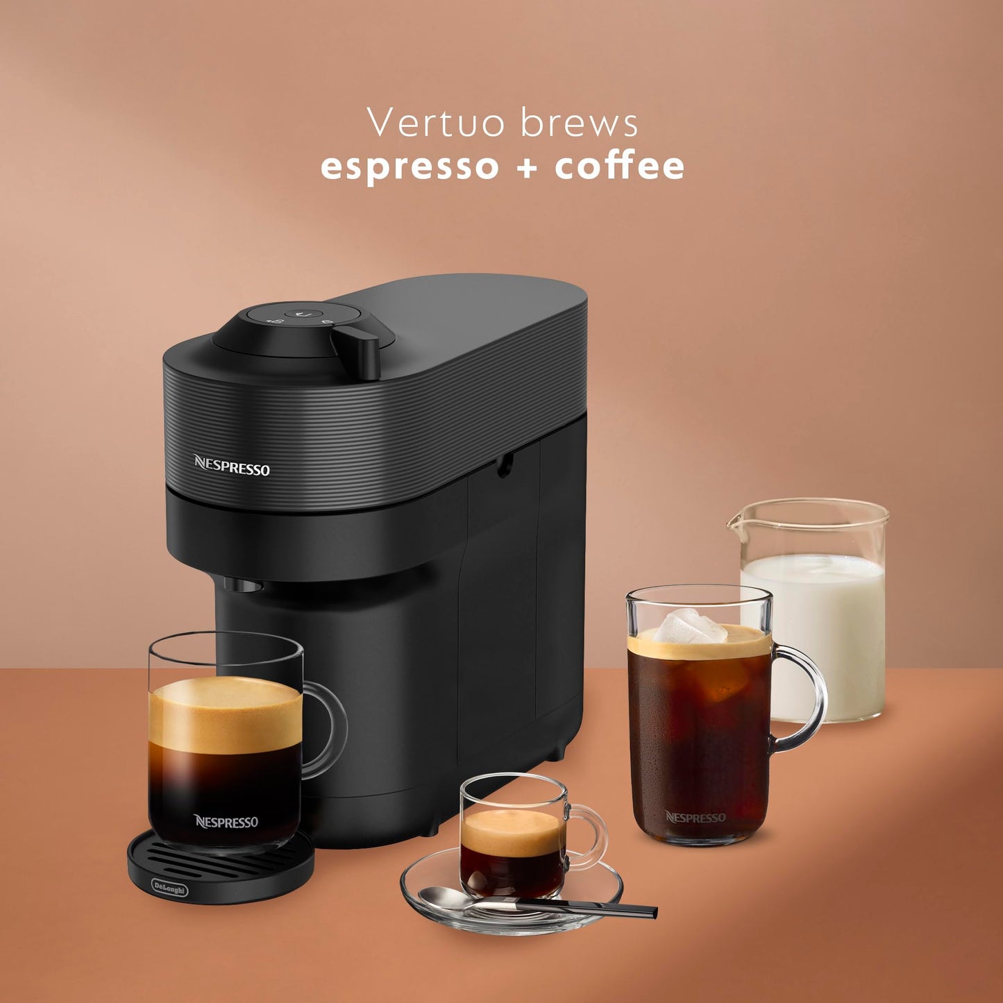 Nespresso Vertuo Pop+ Coffee and Espresso Machine by De'Longhi with Aeroccino Milk Frother, Liquorice Black