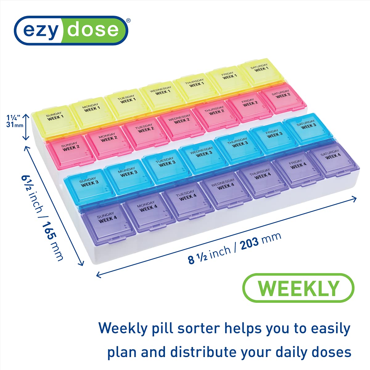 EZY DOSE Monthly Medtime (28-Day) Pill Planner │Monthly Pill Organizer