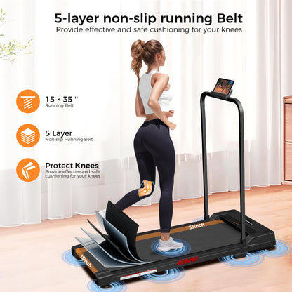 ApexNexus Walking Pad Treadmill Under Desk Treadmill for Office Home, 3.0HP Quiet Folding Treadmill with 300 LBS Weight Capacity, Walking Pad with Handle Bar, Portable Treadmill with Remote Control