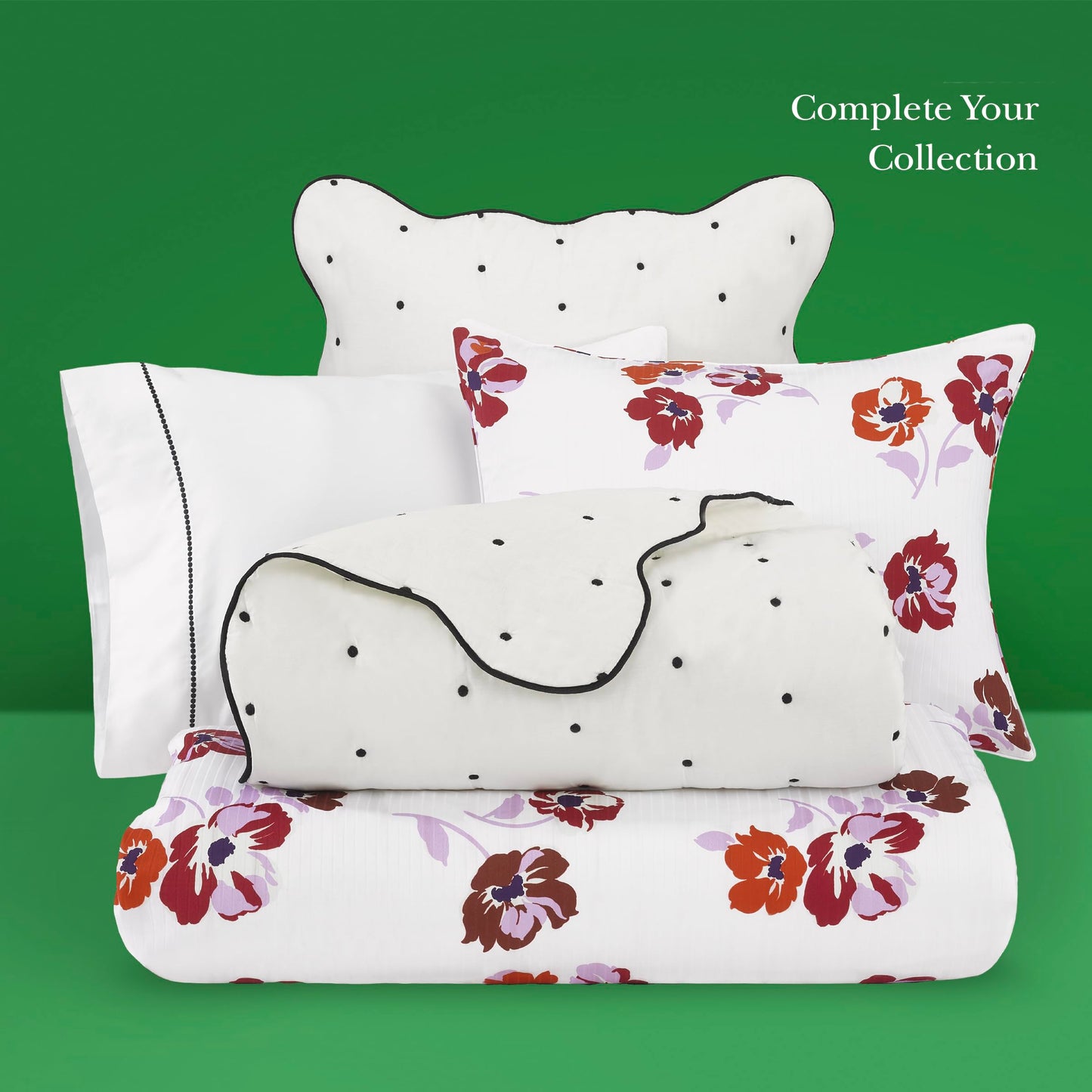 kate spade new york Scalloped Edge 3-Piece Full/Queen Quilt Bedding Set, 100% Cotton Reversible Cover, All Season Warmth Bedding, Machine Washable, Marshmallow