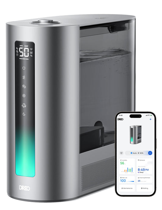 Dreo 6L Humidifiers for Bedroom, Smart Warm & Cool Mist for Large Room, 60Hr Quiet Runtime for Baby, Plant, Humidity Sensor, Indicator Light, 12H Timer, Google/Alexa, HM713S