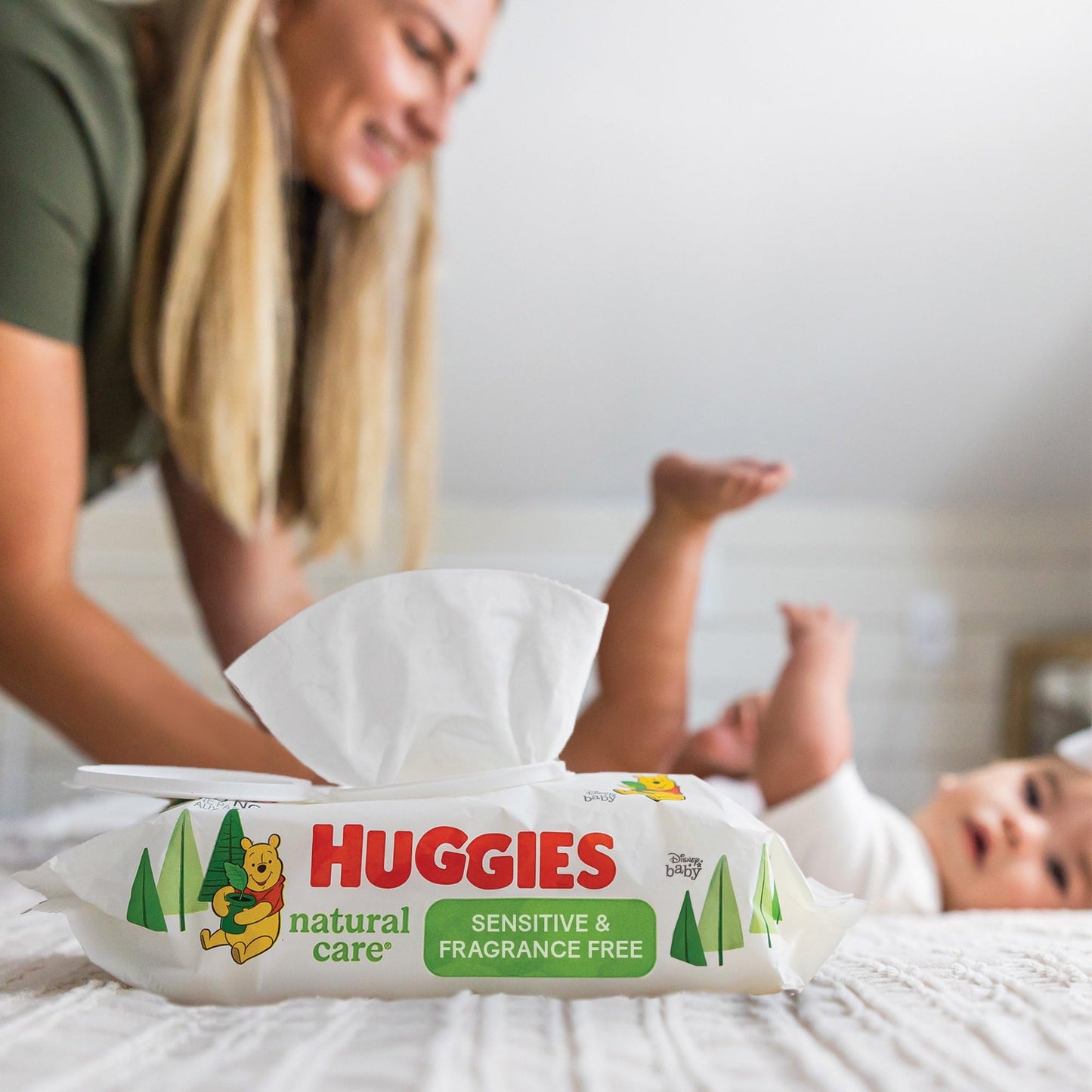 Huggies Natural Care Sensitive Baby Wipes, Unscented, Hypoallergenic, 99% Purified Water, 8 Flip-Top Packs (448 Wipes Total)