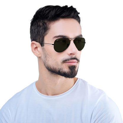 Ray-Ban RB3025 Classic Aviator Sunglasses, Black/G-15 Green, 58 mm