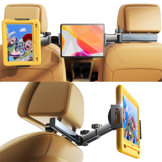 LISEN for iPad Holder Car Mount Road Trip Essentials Activities for Kids, Car Accessories for Women Interior, 3 in 1 Tablet Holder Backseat Camping Car Organizer Back Seat Headrest iPad Mount