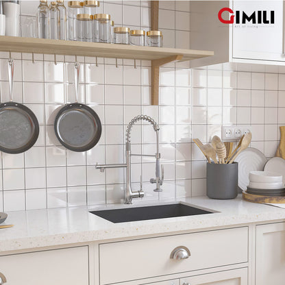 GIMILI Kitchen Faucet with Pull Down Sprayer Single Handle High Pressure Brushed Nickel Kitchen Sink Faucet Commercial Double-Headed Stainless Steel Kitchen Faucets Sink with Deck Plate