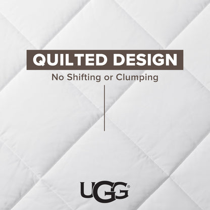 UGG Danielle Full/Queen Comforter Duvet Insert Cooling Lightweight Down Alternative Hypoallergenic Washable Quilted Fluffy Comforter Blanket with Corner Tabs for Duvet Cover, Full/Queen, Bright White