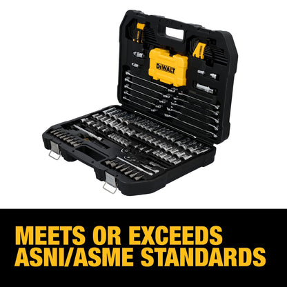 DEWALT 142 Piece Mechanics Tool Set, 1/4 Inch and 3/8 Inch Drive, SAE and Metric (DWMT45425)