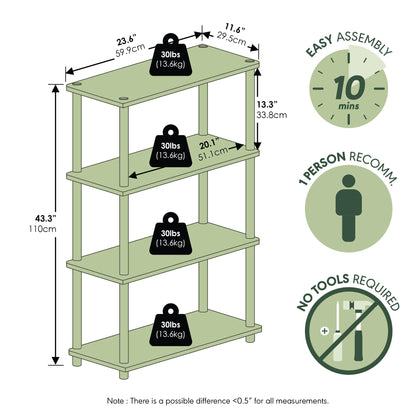 Furinno (99557EX/BK) Turn-N-Tube 4-Tier Multipurpose Shelf Display Rack - Espresso/Black