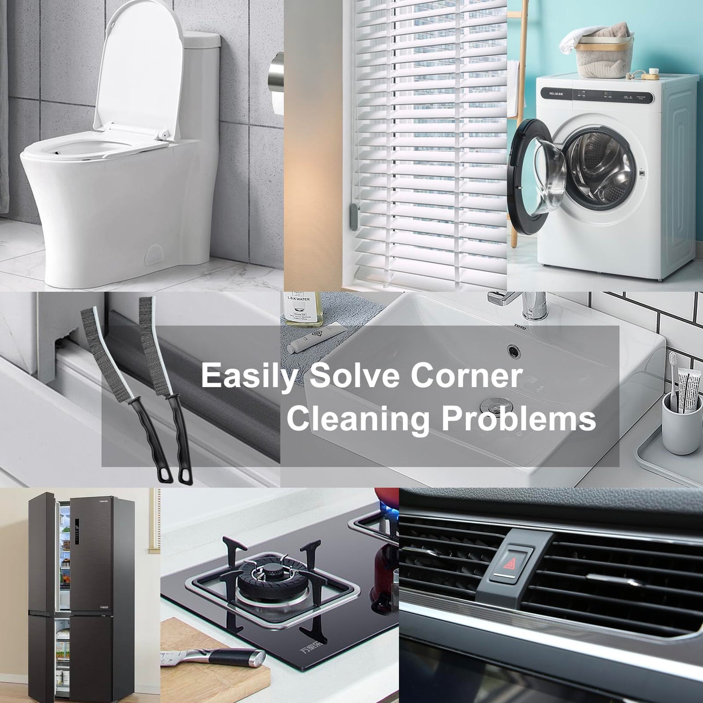 Crevice Cleaning Brush，Hard-Bristled Grout Brush，2024 New Multifunctional Gap Cleaning Brush Tool，Dead Corners Brushes for Bathroom Kitchen Tiles Window Door Slots，3pcs