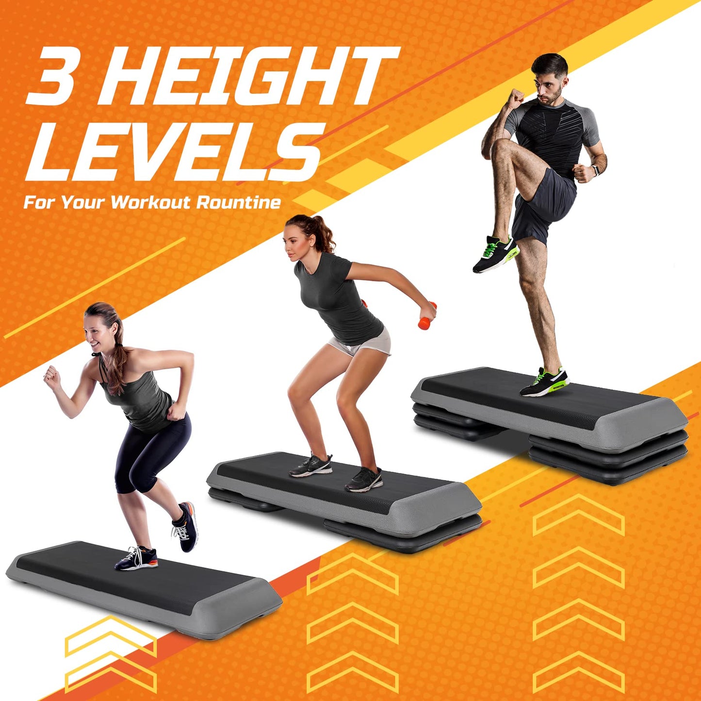 ZENY 43'' Exercise Aerobic Step Platform Adjustable Fitness Stepper with 4 Detachable Risers Fitness Workout Stepper for Home Gym Cardio Strength & Training (Grey)