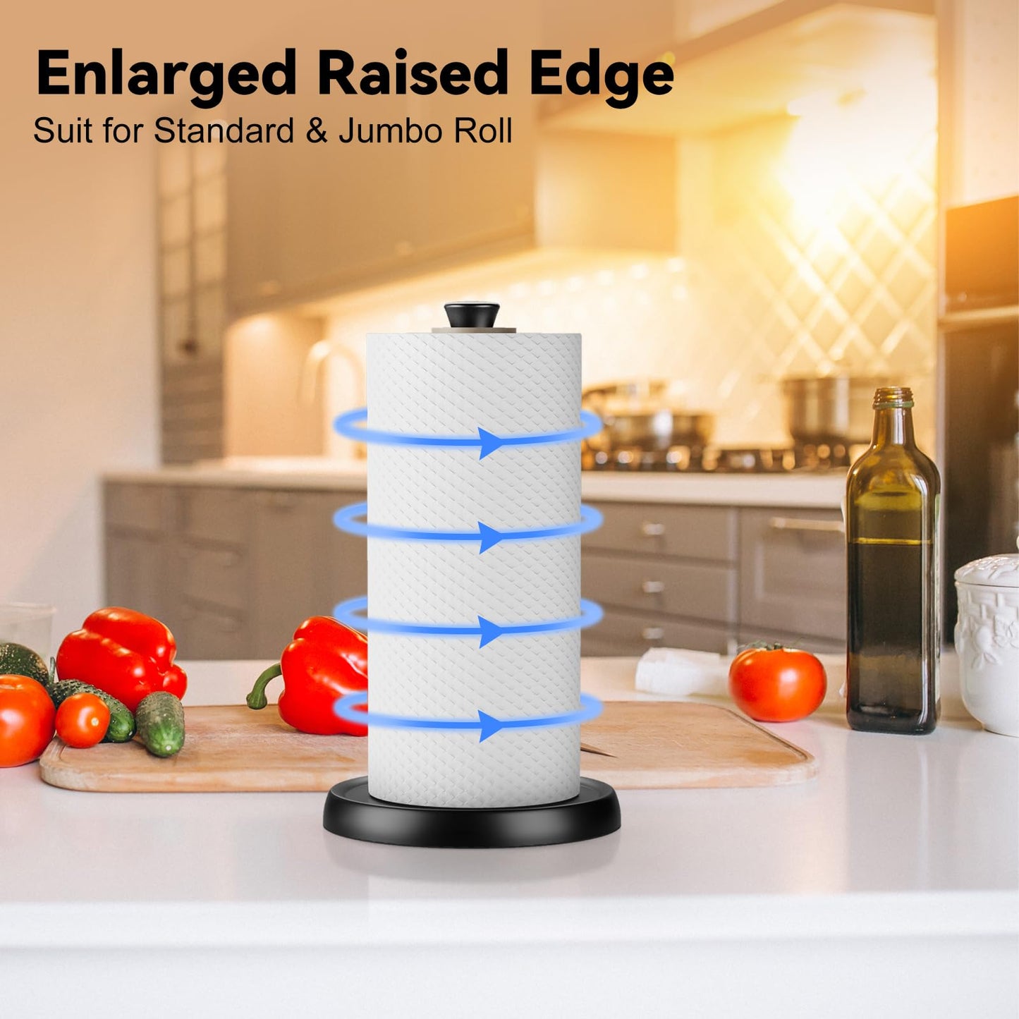 Countertop Paper Towel Holder, Premium Stainless Steel Kitchen Roll Holder with Double Ratchet Mechanism - Decorative for Kitchen, Bathroom, Farmhouse