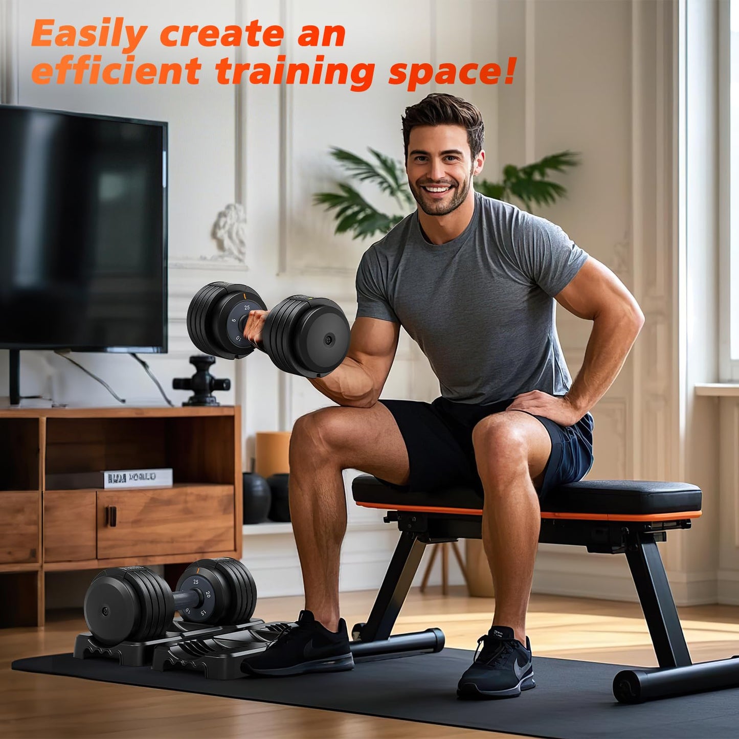 Rendpas Adjustable Dumbbells Set of 2, Select Weight Dumbbell Set, 5 in 1 Free Dumbbell Set with Anti-Slip Texture Handle, Weight Set For Home Gym Suit both Men and Women
