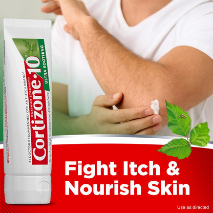 Cortizone-10 Maximum Strength Ultra Soothing Itch Relief Cream, 1% Hydrocortisone, Fast-Acting, Anti-Itch Cream for Bug Bites, Rash, Eczema, Psoriasis, Poison Ivy, Oak, Sumac & More, 2 oz