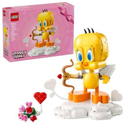 LEGO Looney Tunes Sweetheart Tweety Bird Building Toy for Adults & Kids - Tweety Figure W/Display Pedestal & Accessories for Girls & Boys, Ages 12+ - Gift & Craft for Valentine's Day - 40824