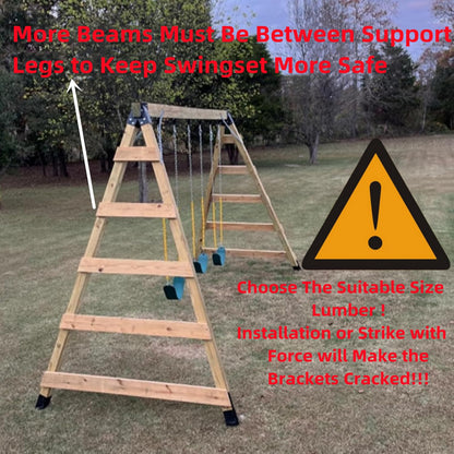 ABUSA Heavy Duty Swing Sets Brackets Including 2 Green A-Frame Swing Set Brackets 1 Swing Seat 1 Ring Trapeze Bar and 4 Swing Hangers for Playground Equipment Mounting Parts Hardware Included