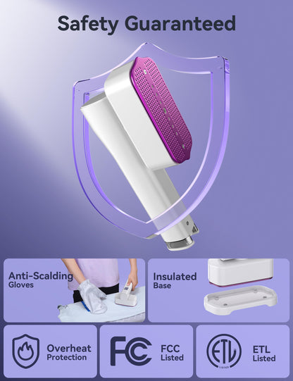 Steamer Iron for Clothes, Portable 2 In 1 Travel Handheld Garment Steamer,20 Minutes of Continuous Steam,100ml Water Tank,Steamer Ironing Gloves,1000W Light Steam Iron for Travel and Home (White)