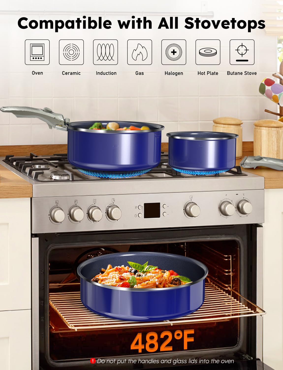Pro DUXANO 12PC Hybrid 3-Ply Stainless Steel Skillet&Nonstick Pots and Pans Set, High Heat Sear&Fry, 2-Layer Ceramic Induction Cookware, 9H Scratch-Resistant&Anti-Warp,PFAS Free,All Cooktop/Dishwasher