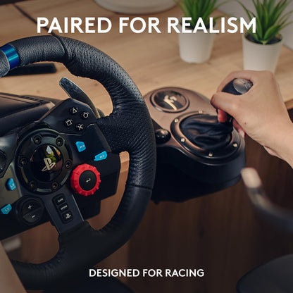 Logitech G29 Driving Force Racing Wheel and Pedals, Force Feedback, Real Leather + Logitech G Driving Force Shifter - For PS5, PS4 and PC, Mac - Black